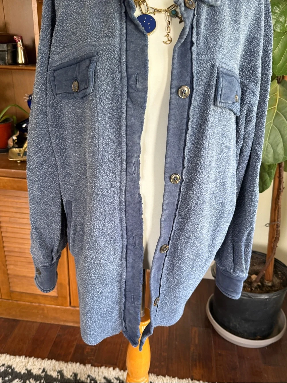 Free People Navy Ruby Shacket Shirt Jacket S - Picture 4 of 14